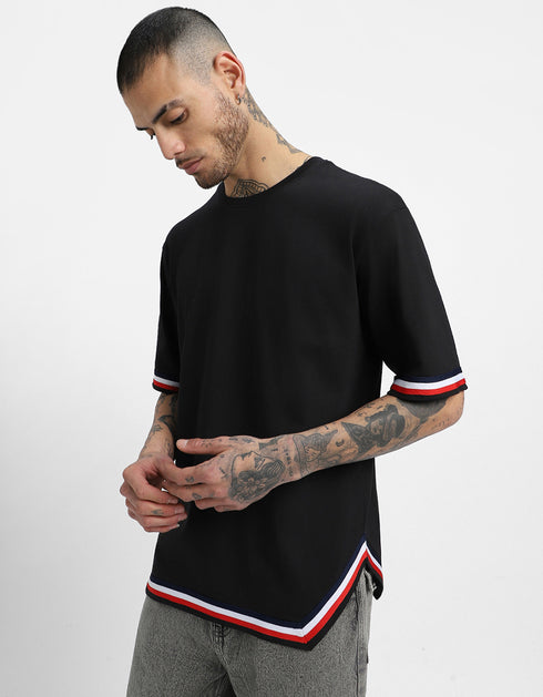 Blue Printed White Polo Tshirt